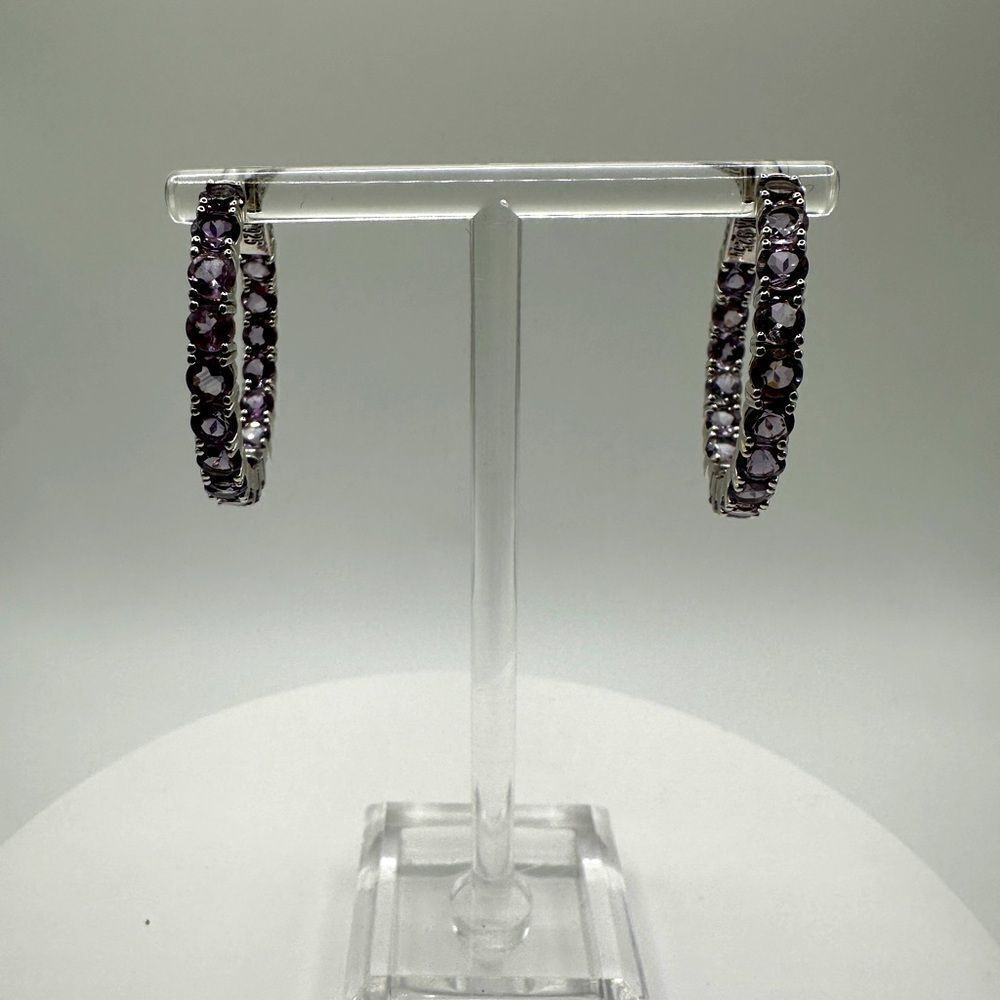 Sterling silver and amethyst inside-out hoop earrings!